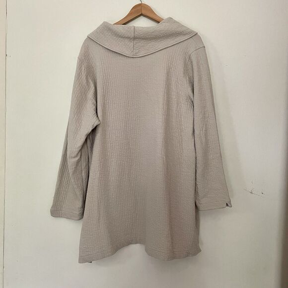 Soft Surroundings Cowl Neck Tunic 3X Beige Textured Lagenlook Pocket Boho Casual - Picture 6 of 13